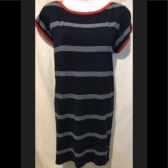 KNITTED DOVE Dress Tunic Striped Nautical Shift - Picture 1 of 8